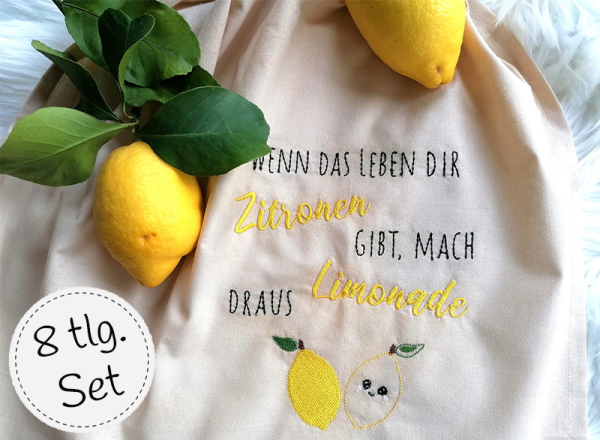 Spruch - Wenn das Leben Dir Zitronen gibt - doodle Stickdatei